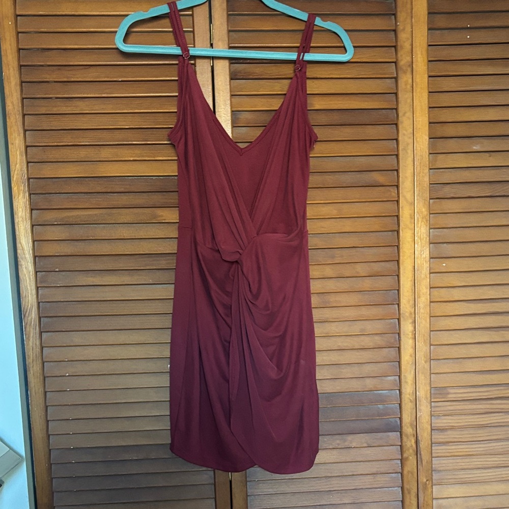 Tobi Burgundy Twist Mini Dress